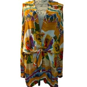 Vintage CASUAL CORNER jacket cardigan with tie SZ 12 Long sleeves 70s colors